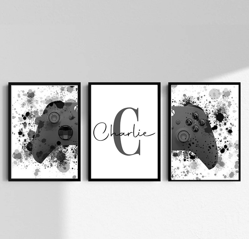 Promotional art of the custom Xbox themed prints from HollysCustomStudios on Etsy.