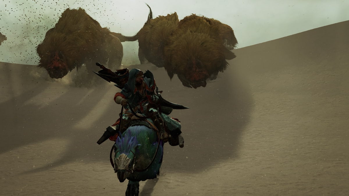 Monster Hunter Wilds chase screenshot, monsters in tow