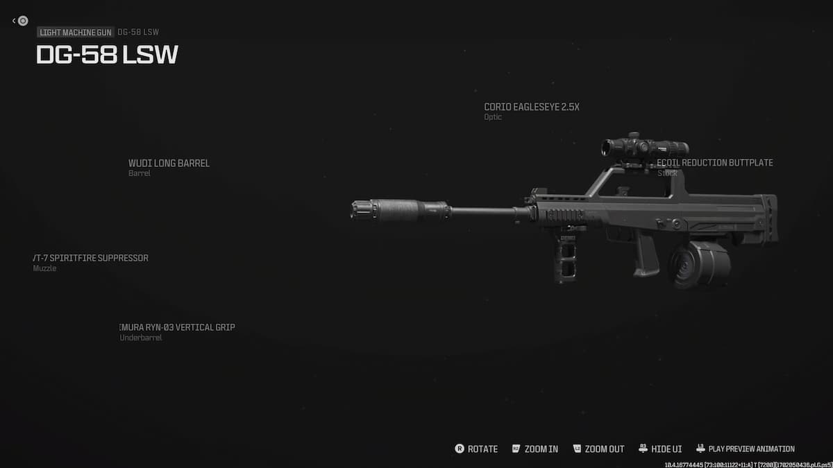 A screenshot of the best DG-58 LSW loadout in Warzone.