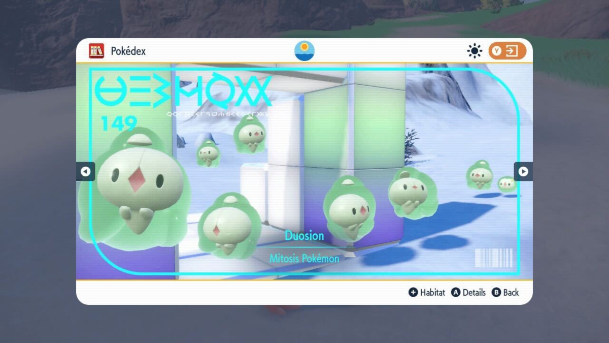 Duosion's Pokedex entry in The Indigo Disk.