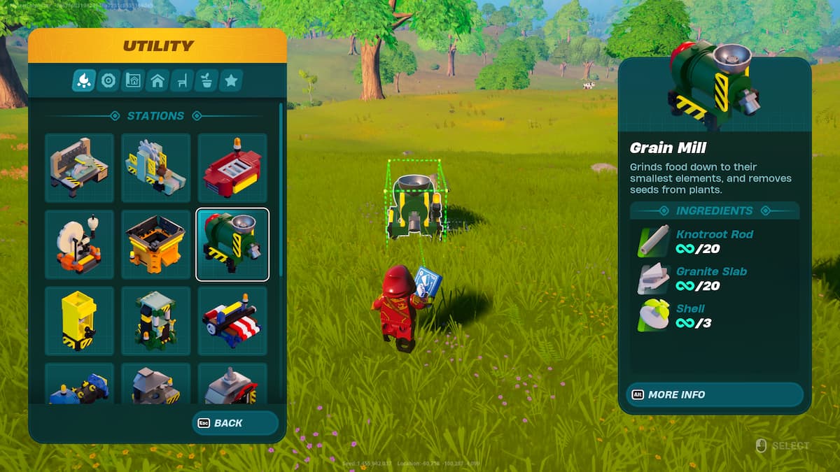 Grain Mill in the build menu in LEGO Fortnite