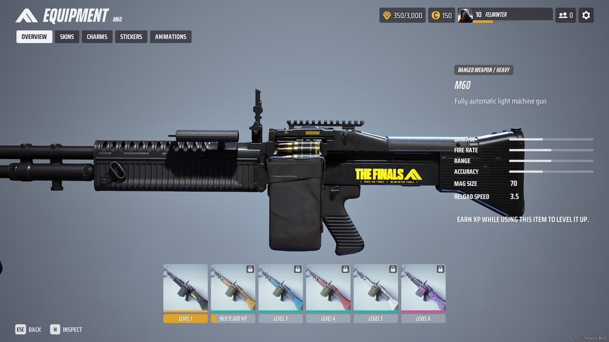 M60 weapon overview screen in THE FINALS