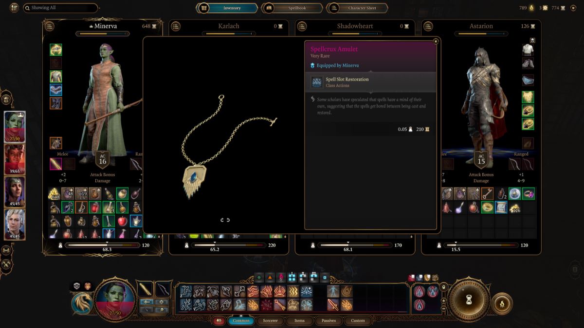 An in game screenshot of the Spellcrux Amulet being examined in Baldur's Gate 3.