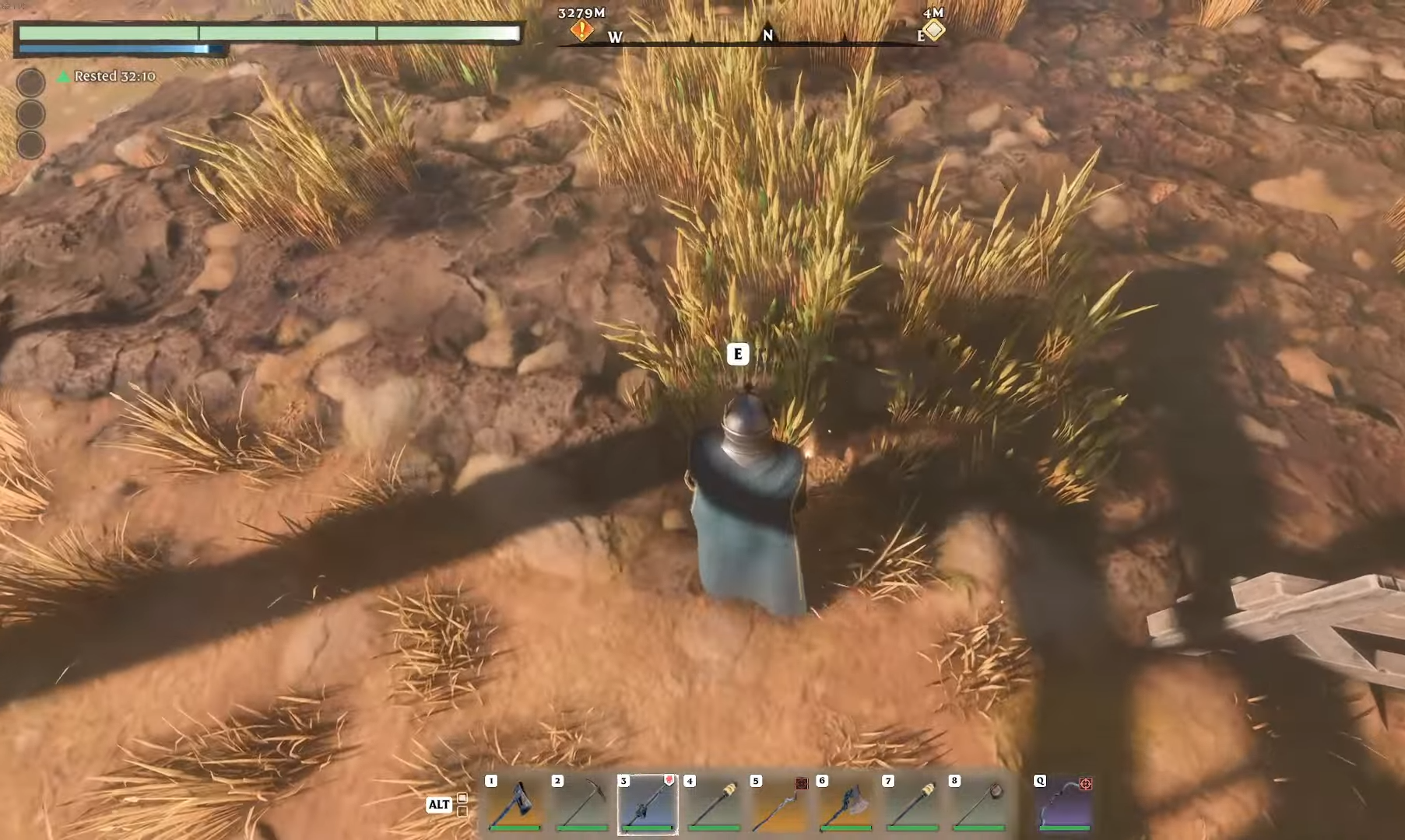 Image of a character looking at Wheat in Enshrouded.