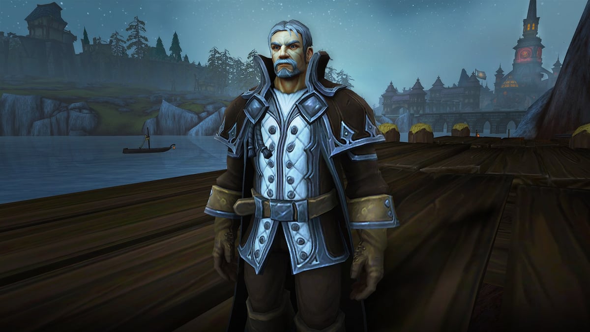 Genn Greymane standing on a dock near Gilneas