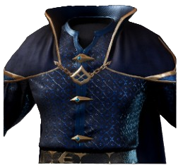 A blue wizard outfit with a cloak hanging off the shoulders