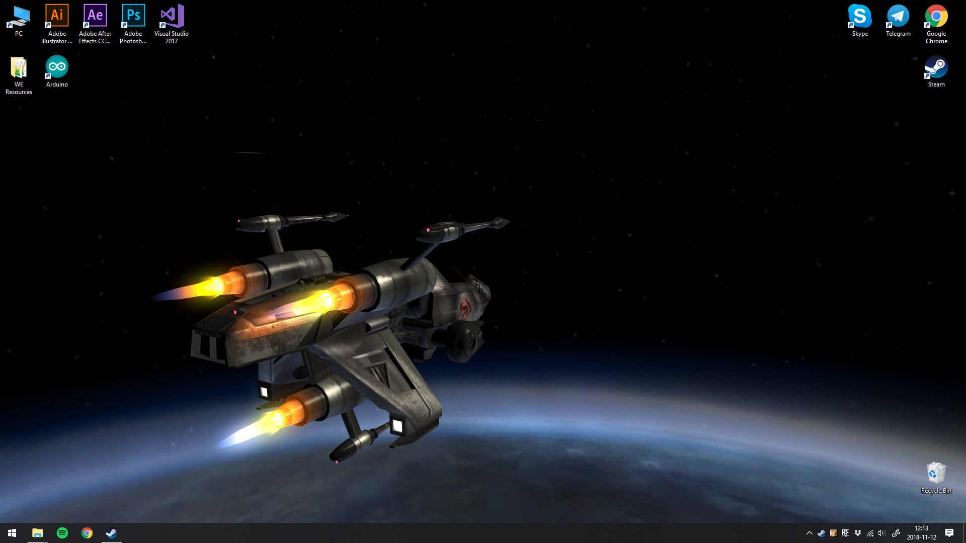 A space wallpaper in Wallpaper Engine