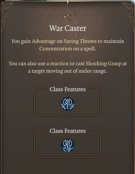 Warcaster Feat in Baldur's Gate 3