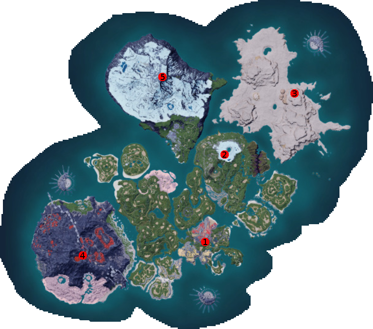 Palworld Tower locations on the map