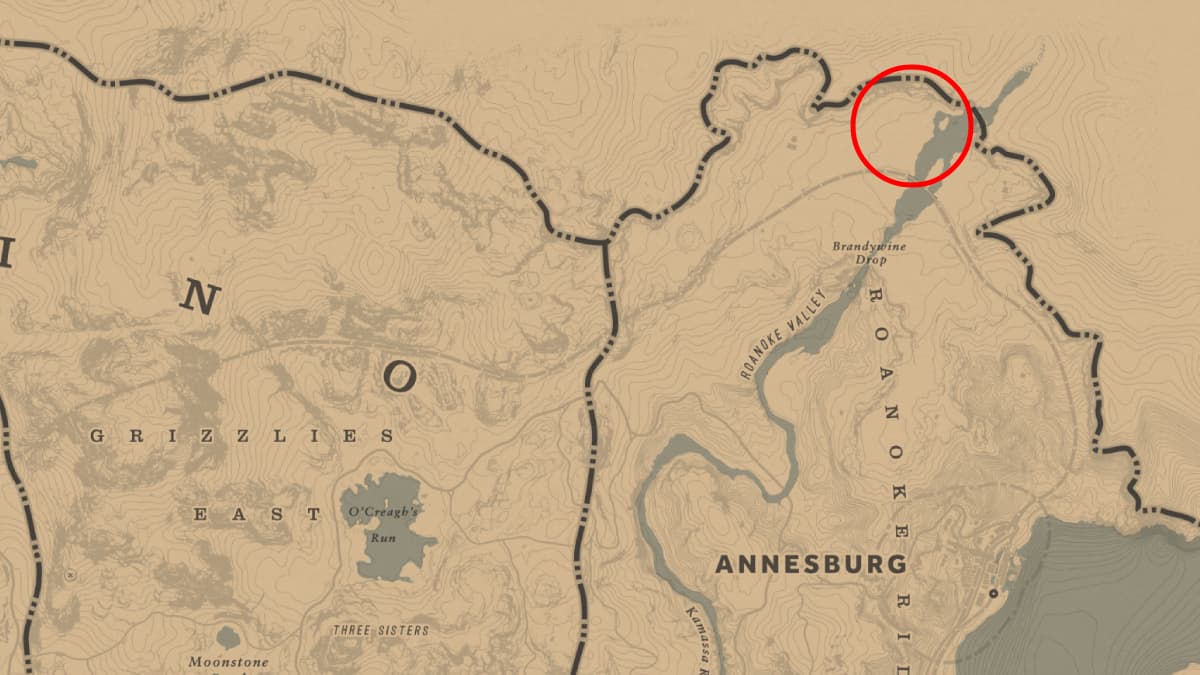 Legendary Moose location. circled on the map