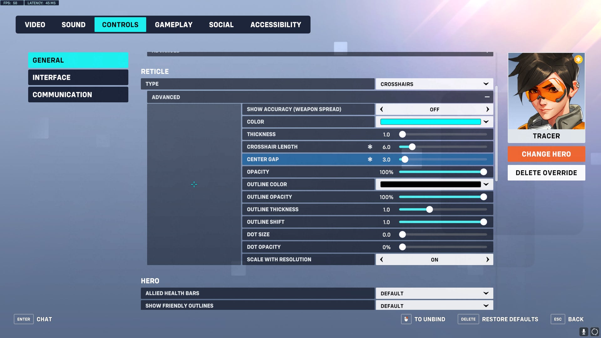 The best crosshair settings for Tracer in Overwatch 2.