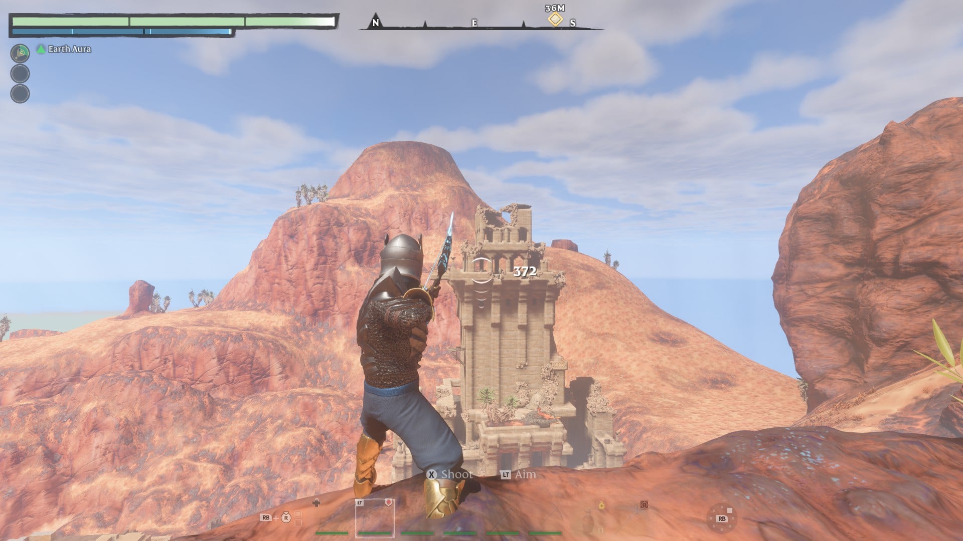 An archer shows where the Ghost Glider is as seen from the mountain