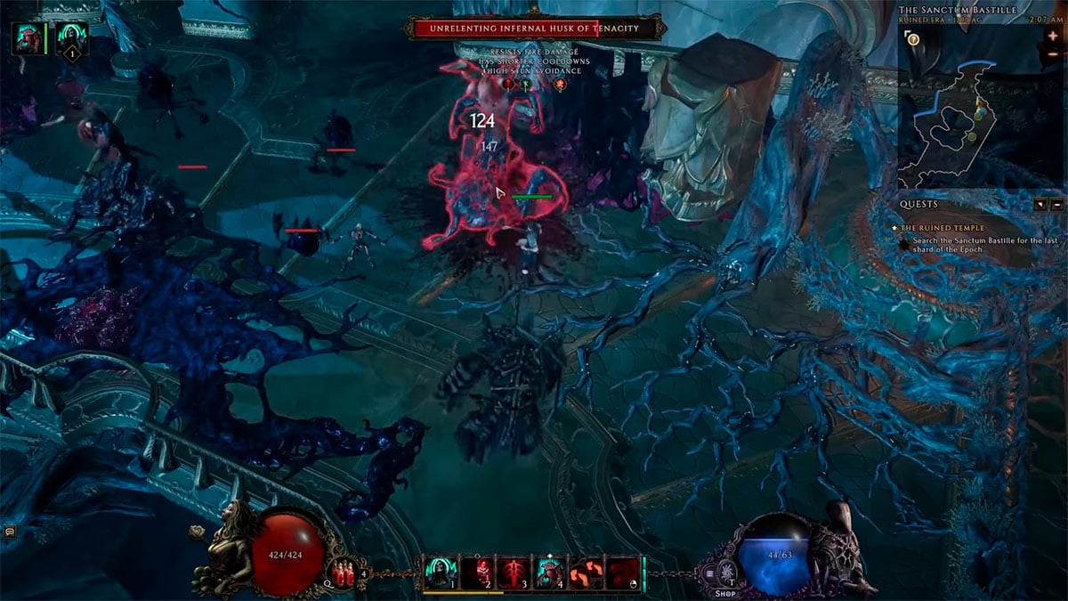 Necromancer Acolyte showing off skilss in combat in Last Epoch