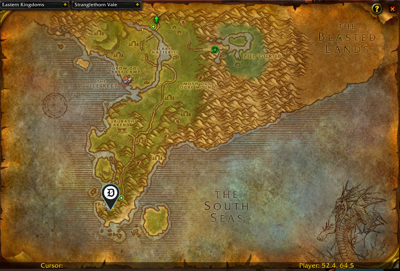 Map of Stranglethron Vale, showing the location of Scooty