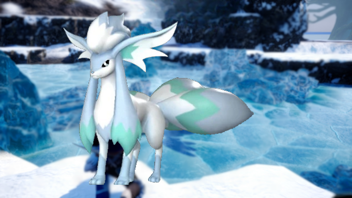 Ice fox creature in front of ice.