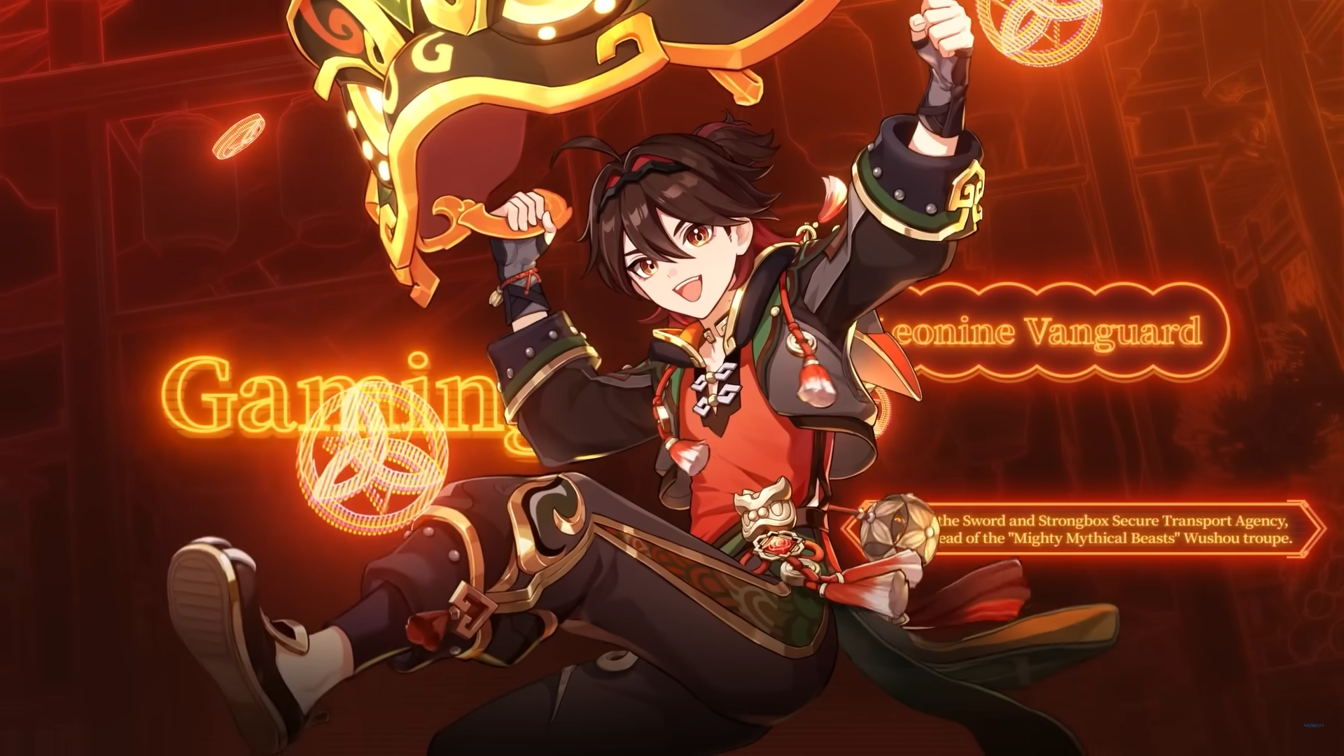 Brown-haired boy dancing.