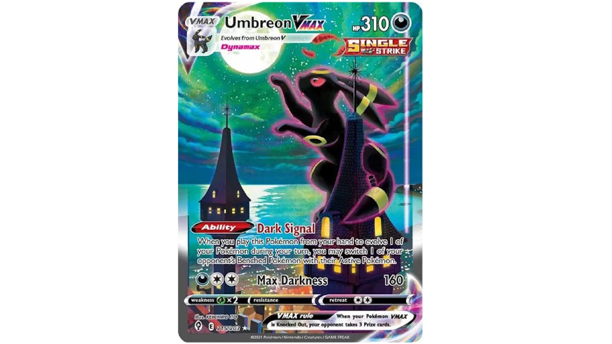 Evolving Skies Umbreon Pokémon card.