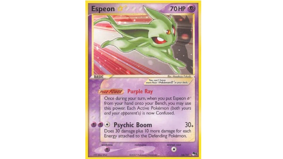 Gold Star Espeon Pokémon card.