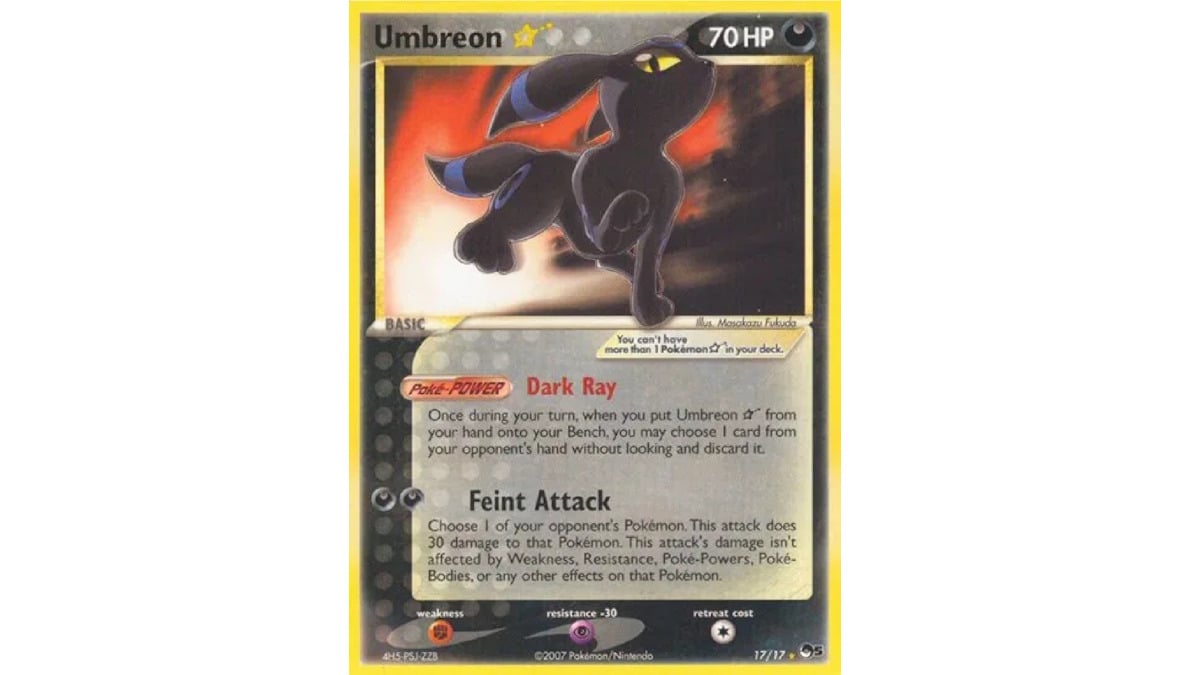 Gold Star Umbreon Pokémon card.