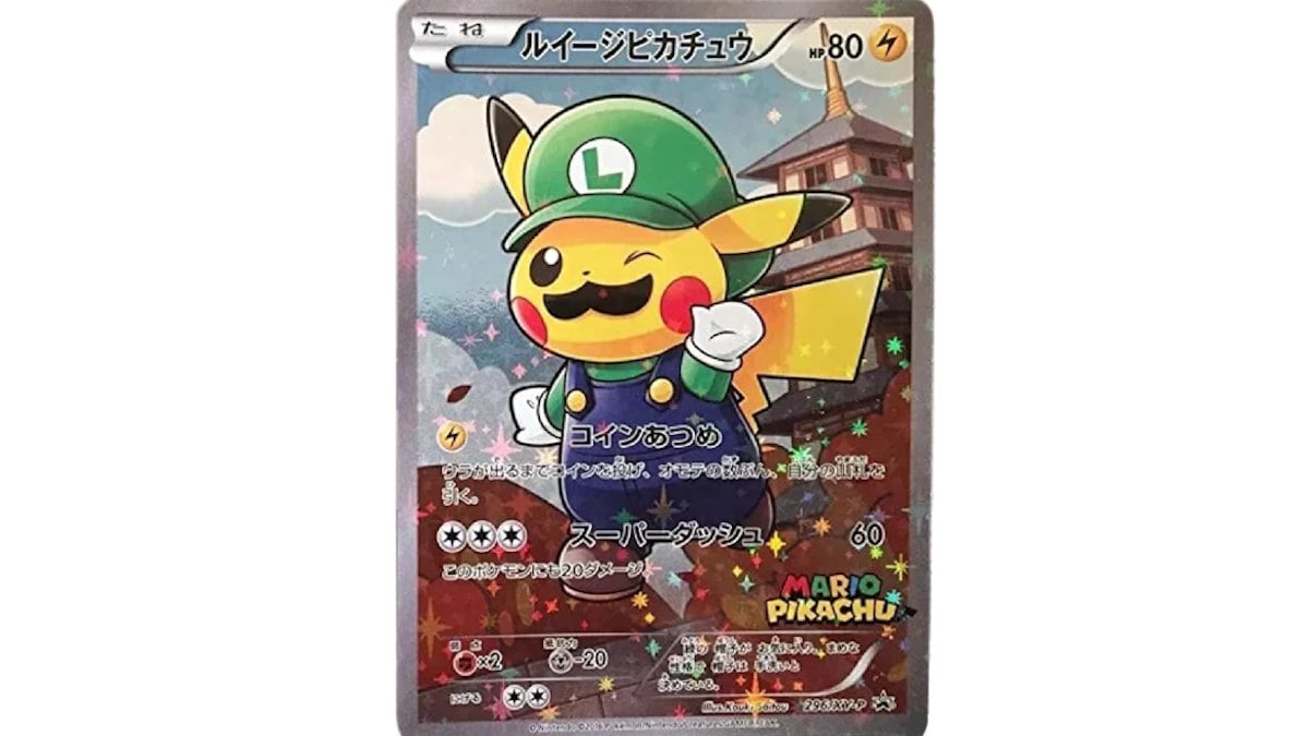 Luigi Pikachu Pokémon card.
