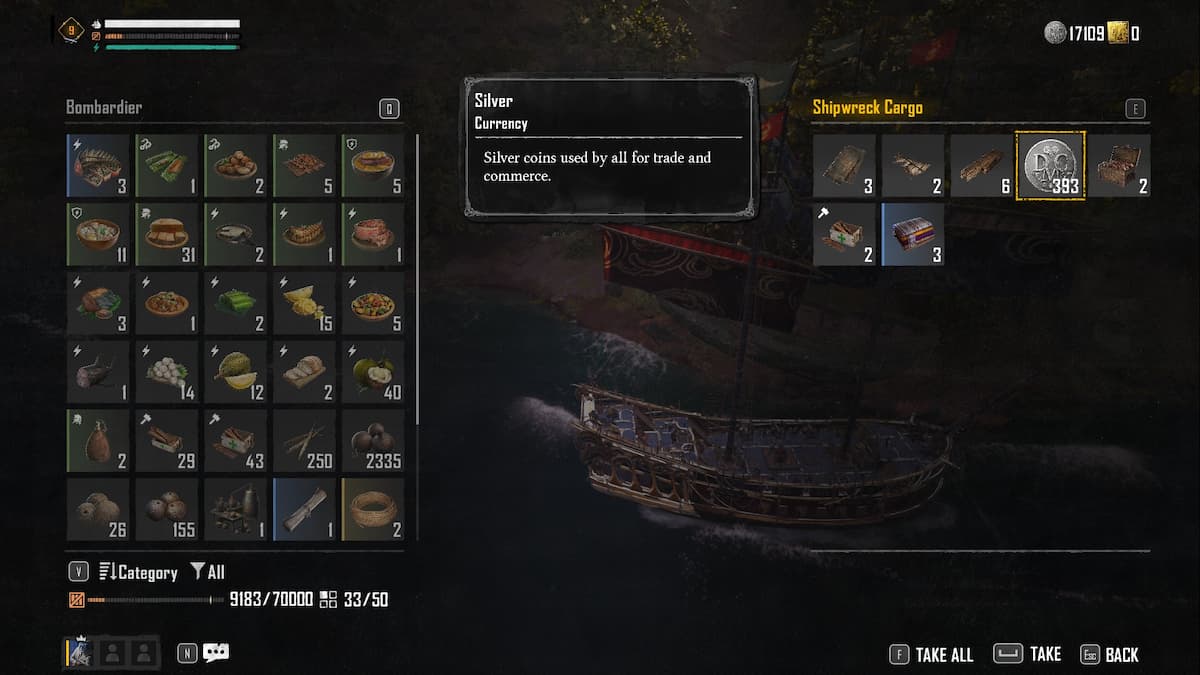 Shipwreck loot inventory in Skull and Bones