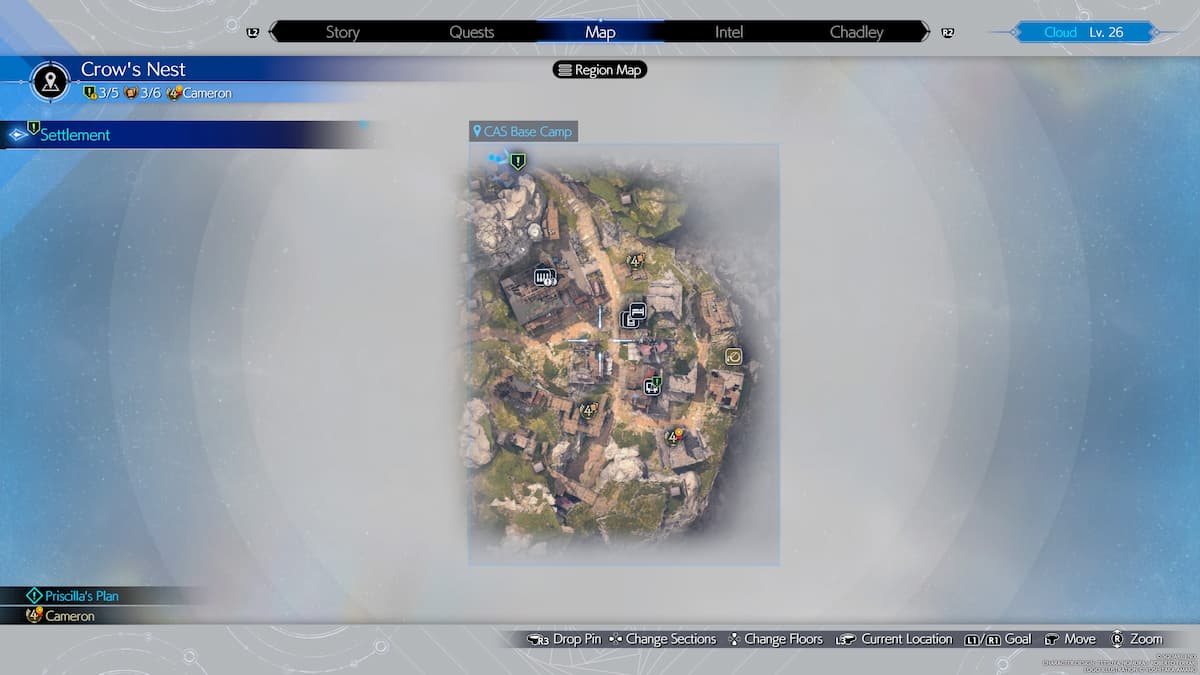 The Crow's Nest Map in Final Fantasy 7 Rebirth