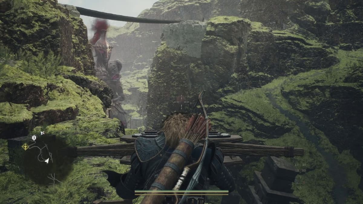 The player Arisen using a Ballista to shoot Gigantus.
