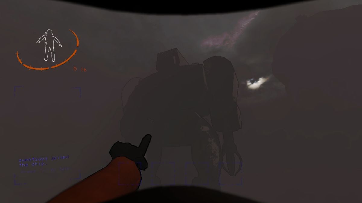 Pointing at an inactive Old Bird in Lethal Company