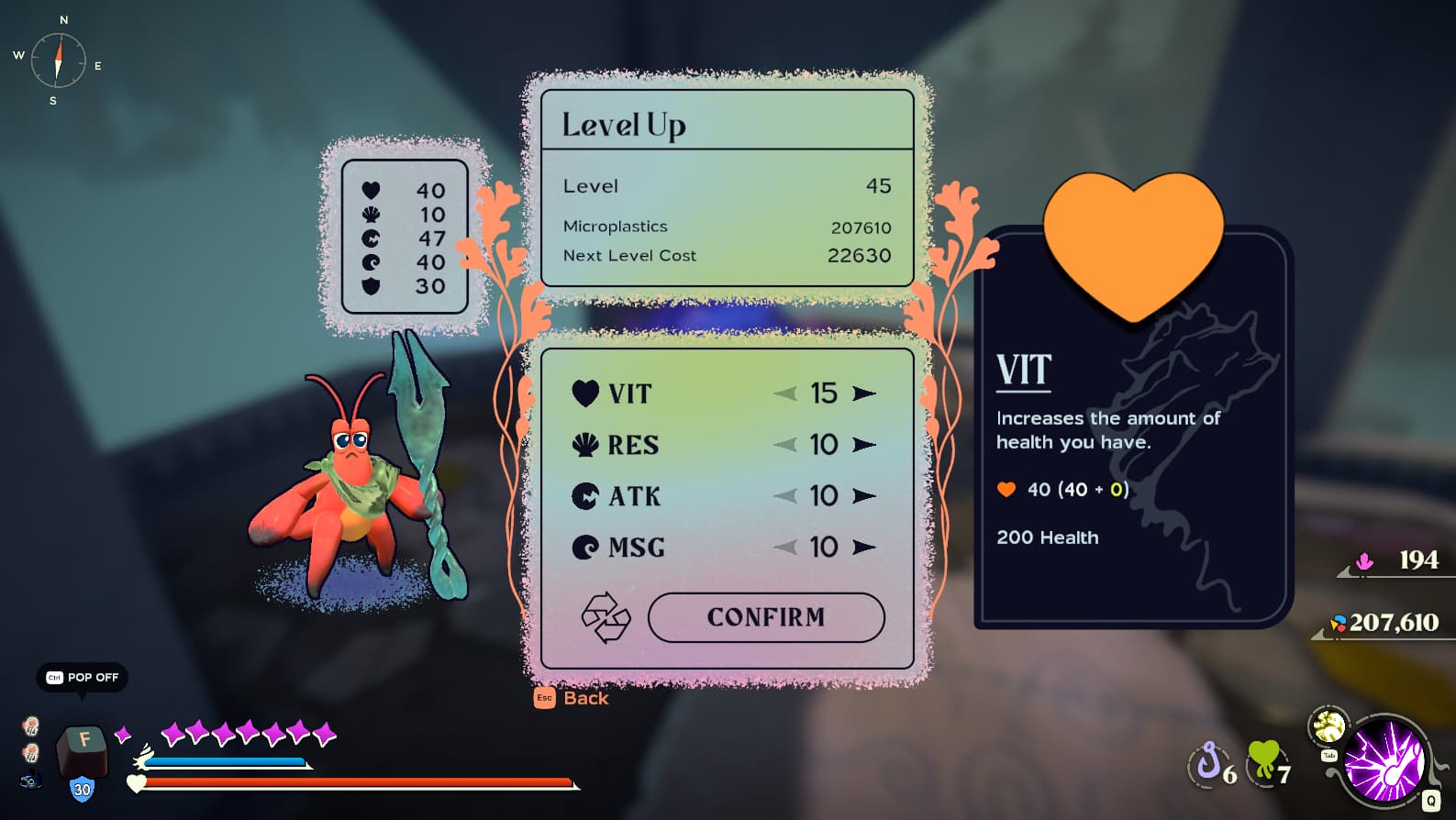 level up screen another crabs treasure