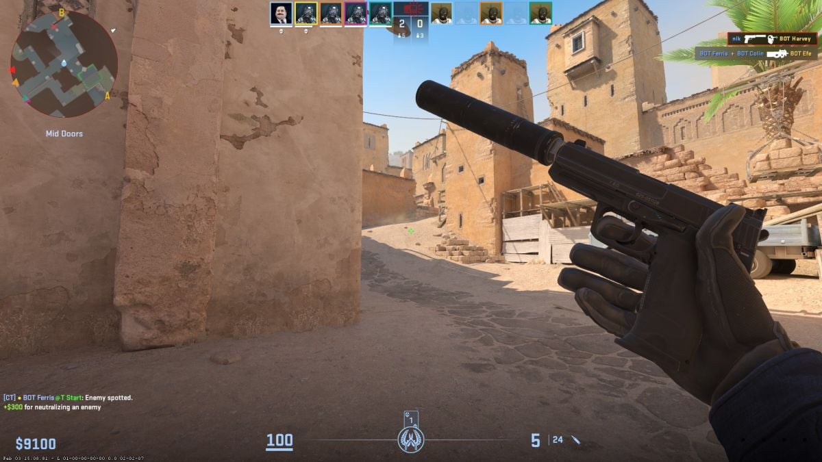 CS2 player inspecting the USP pistol