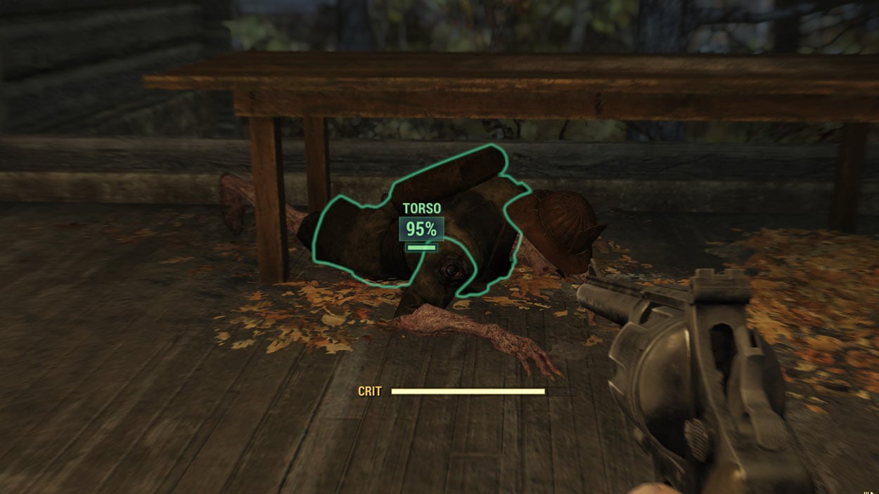 Prone ghoul targeted by VATS in Fallout 76