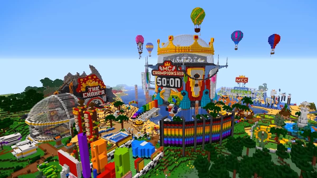 The MCC hub and Decision Dome in Minecraft.