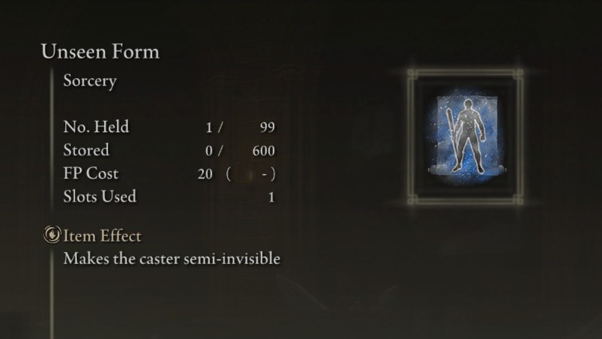 The Unseen Form spell in Elden Ring.