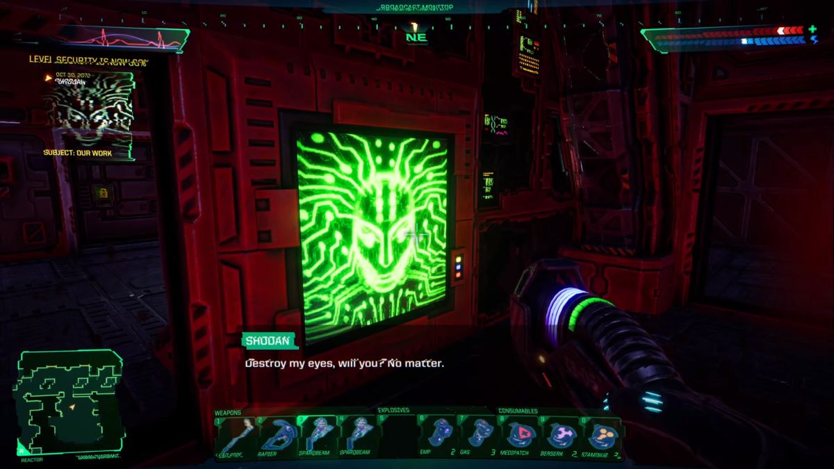 SHODAN appearing on broadcast after destroying four security cams