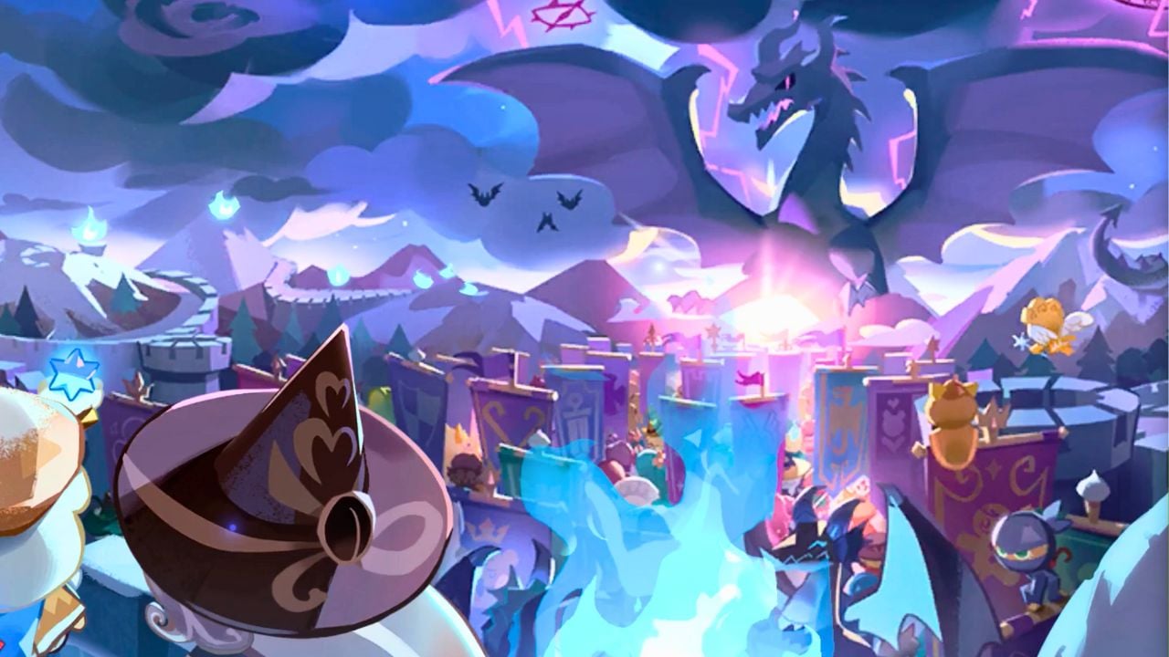 Red velvet dragon roaring over castle in CRK