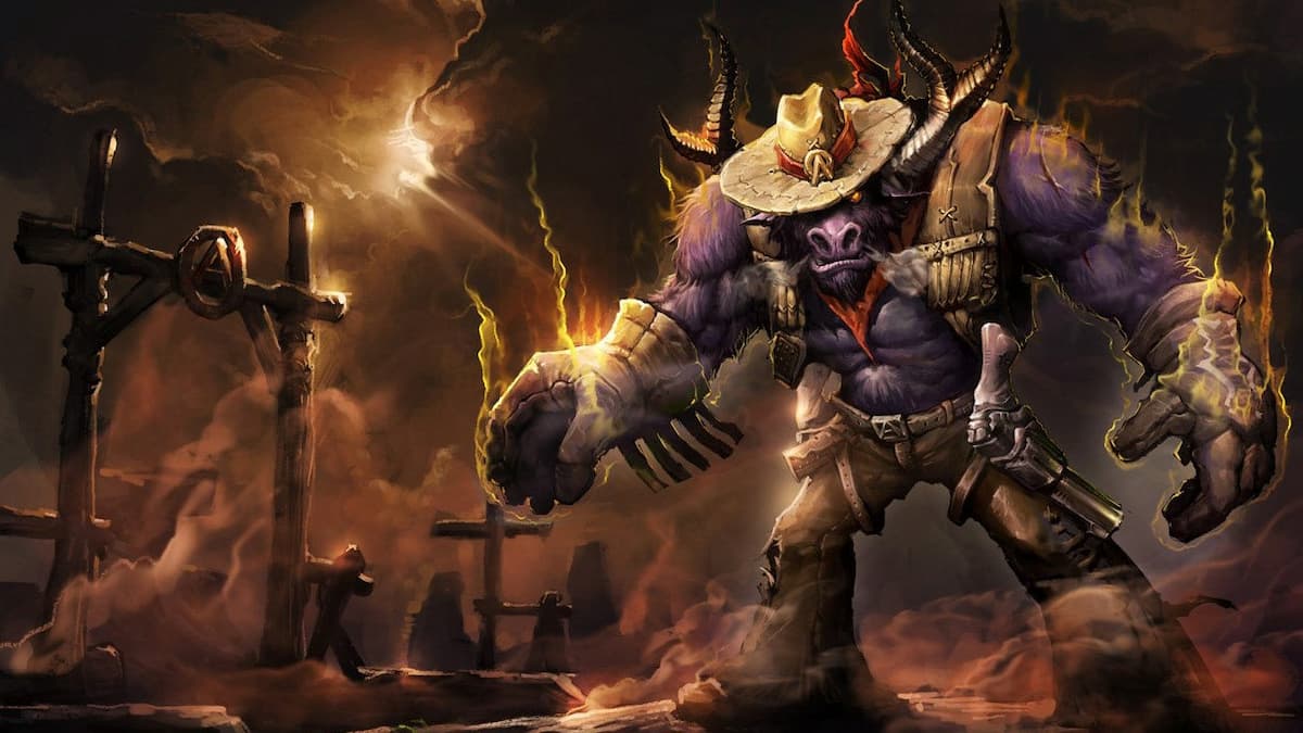 Alistar standing in the wild west.