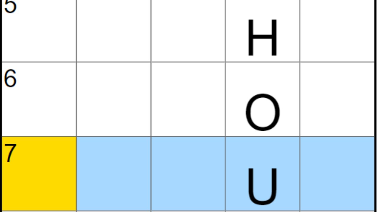 A partially filled NYT Mini Crossword board with a highlight on 7A.