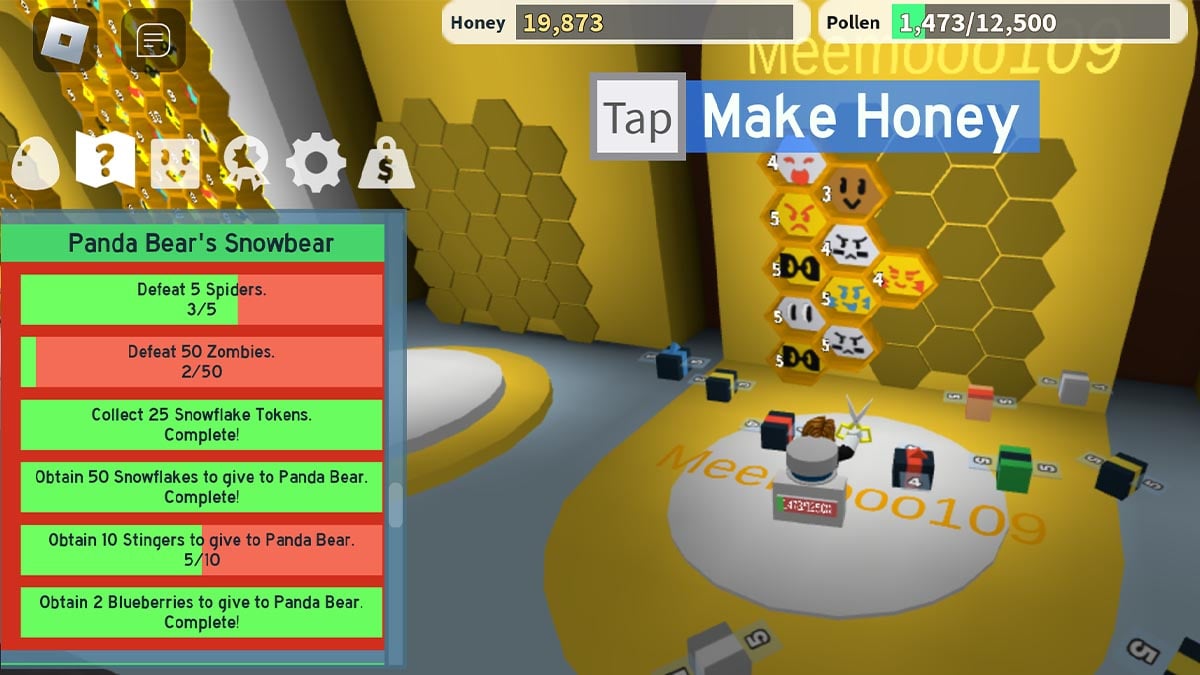 Mission Objective assigned by panda Bear Bee Swarm Simulator