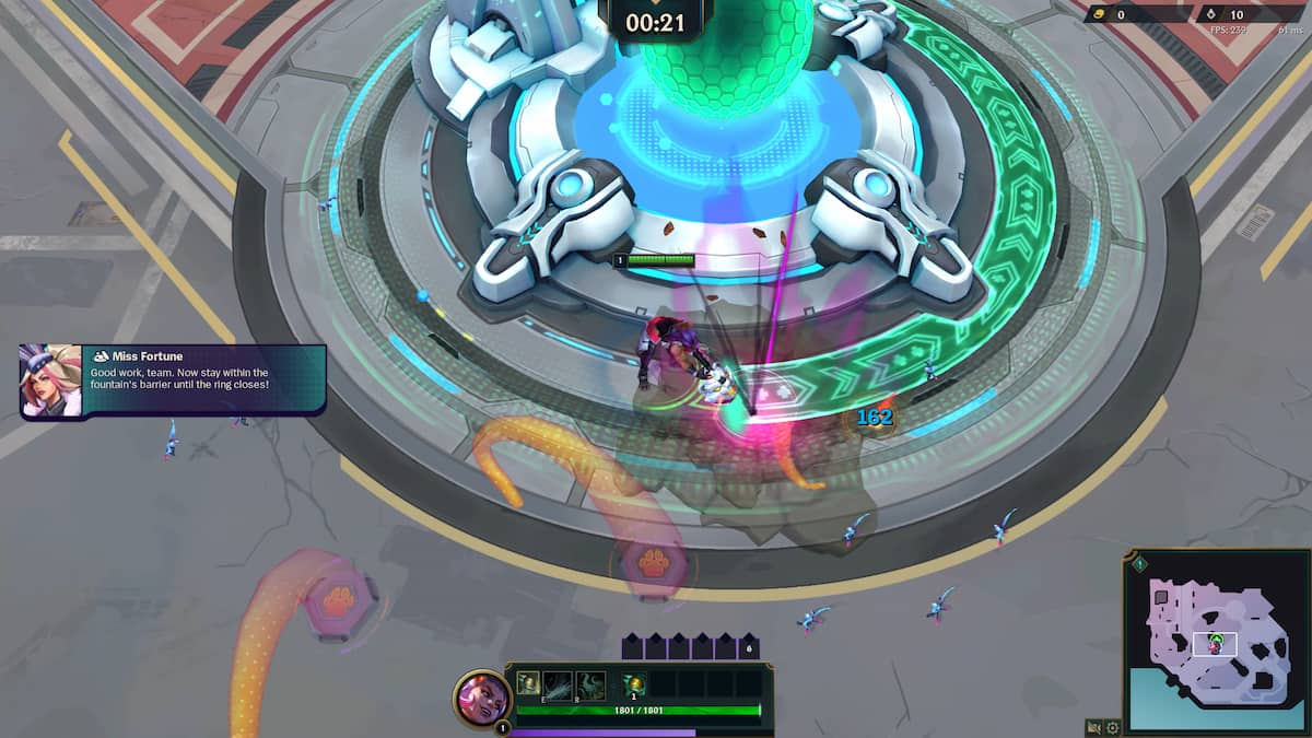 An image from LoL Swarm of the healing fountain in the first map.