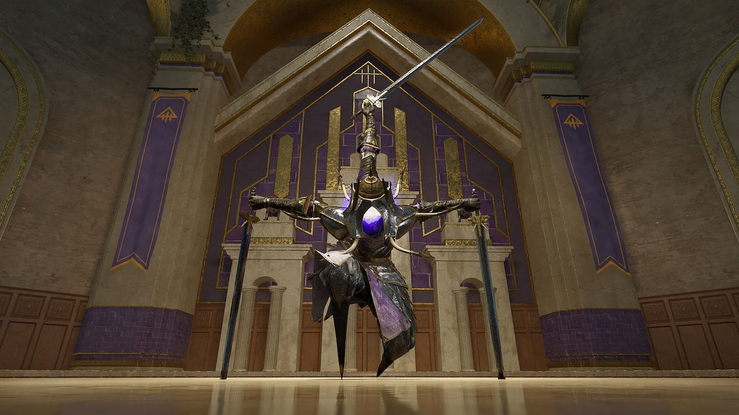 Rammuha in Flintlock, a boss made of metal armor and three swords