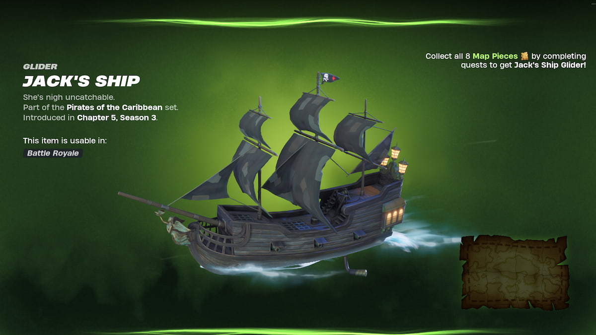 Jack's Ship Glider on the Cursed Sails pass in Fortnite.