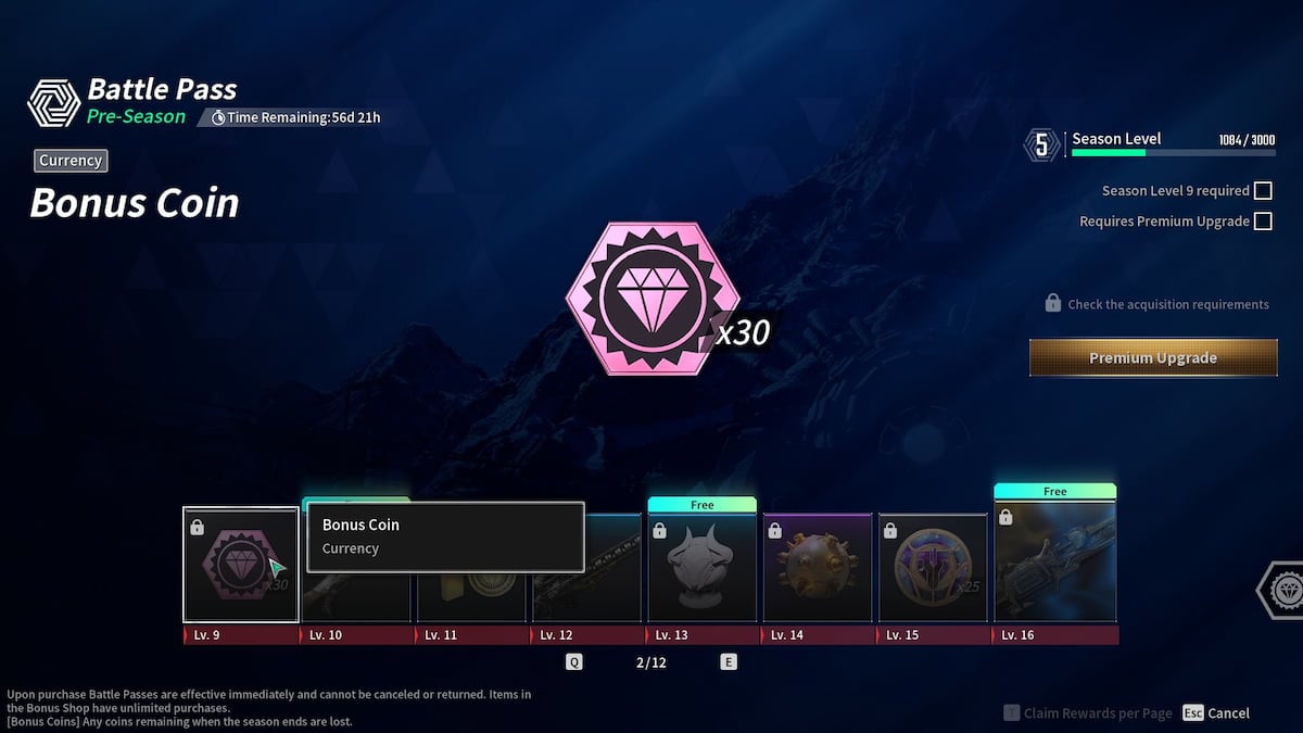 The First Descendant Bonus Coins in the battle pass