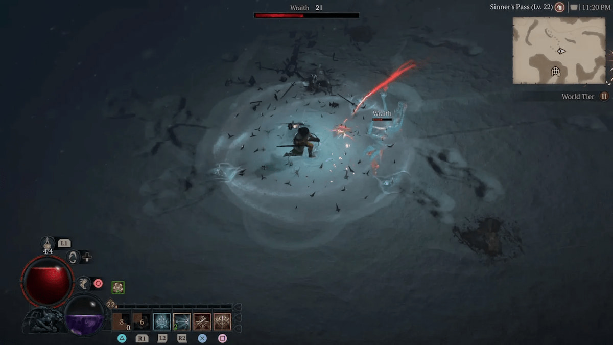 A screenshot from Diablo 4 shows readers a man in the center of a frosty aura, the chill crowd control effect.