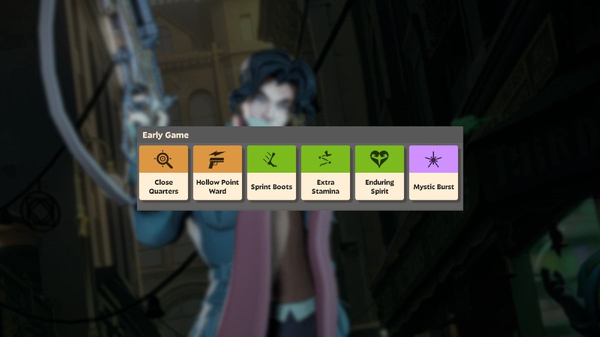 An image of Pocket's early game build from Deadlock. These items can be bought first to increase his survivability and damage in lane.