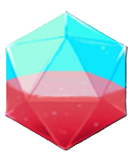 A polygon that is half baby blue at the top, half red at the bottom. This is a screenshot of the Heavy Hitter Upgrade in Crypt Custodian.