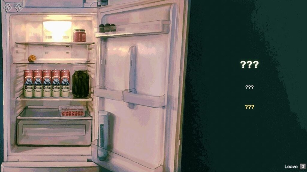 Question mark list as I hover over a cockroach in the fridge on No, I'm not a Human