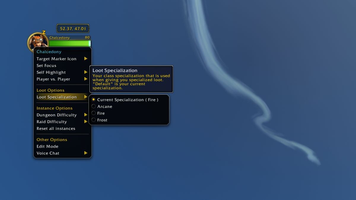 Change specialization in World of Warcraft.