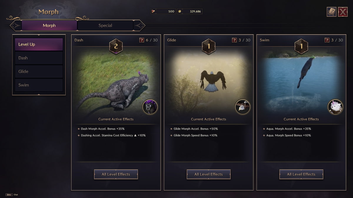 Morph menu in Throne and Liberty