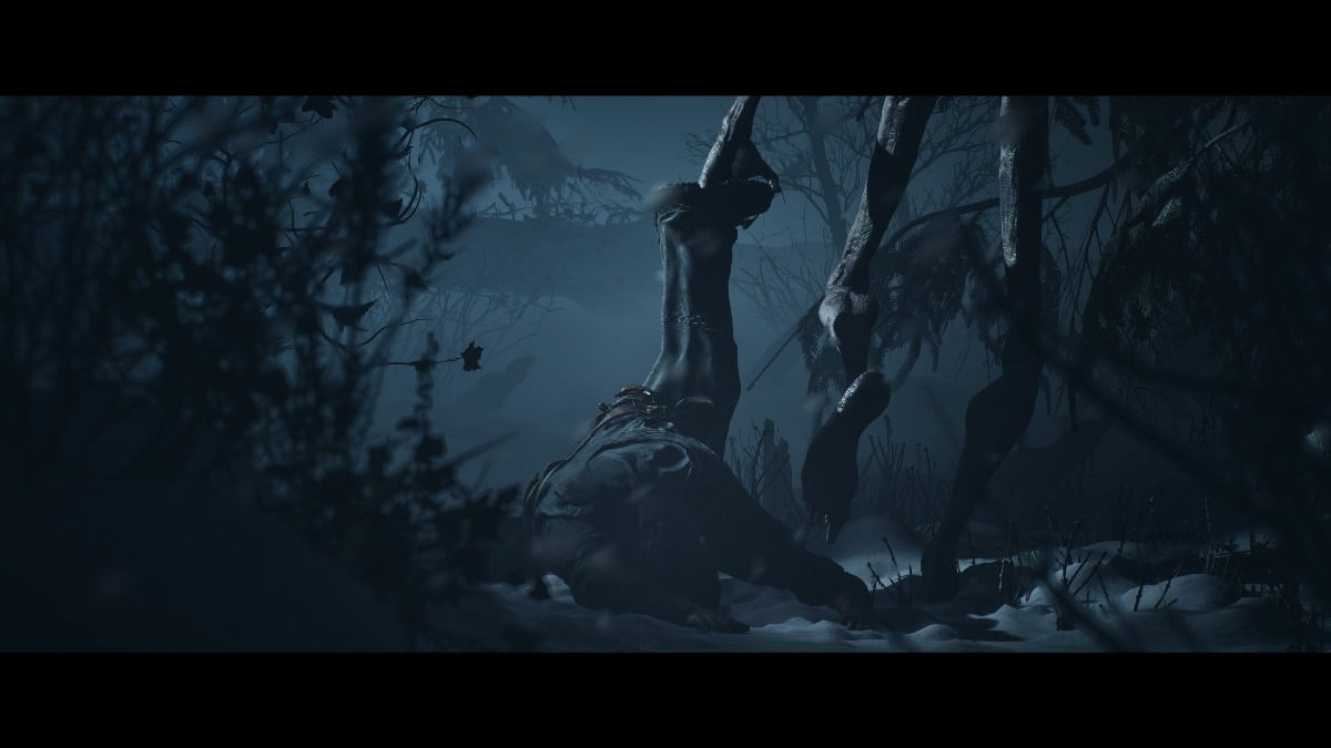 Hannah dragging Josh into the woods in Until Dawn