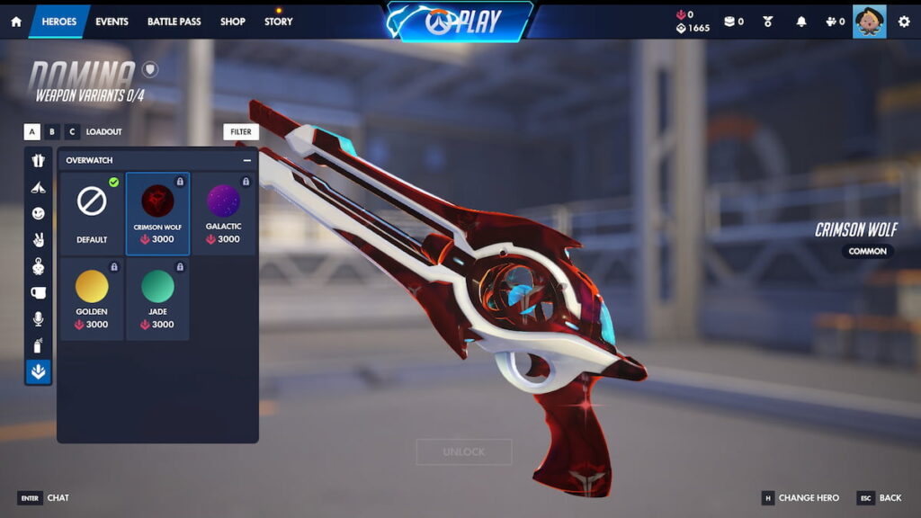 Competitive weapon skins in Overwatch